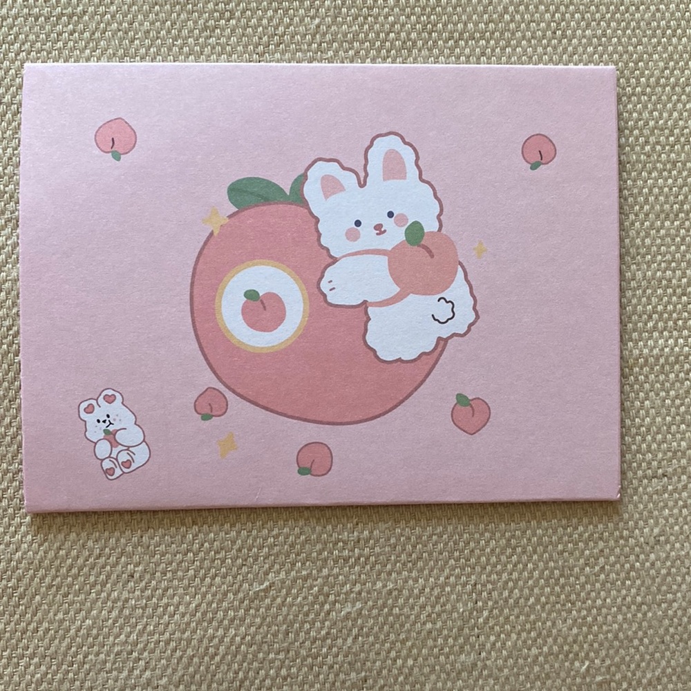 Set of 10 blank mini cards peach bunny kawaii